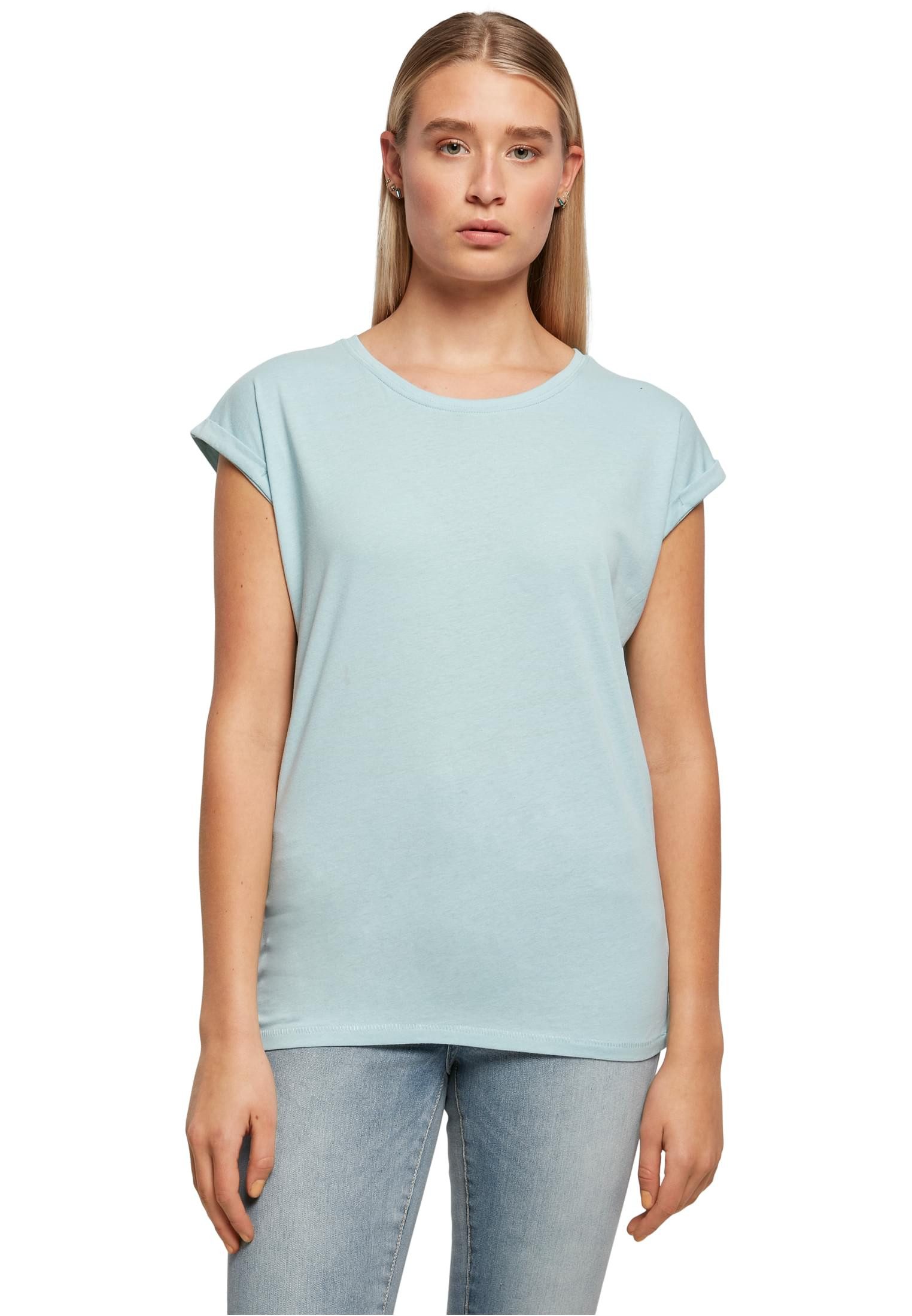 T-Shirt Damen Kurzarm T-Shirt Rundhals mit verlängerter Schulter