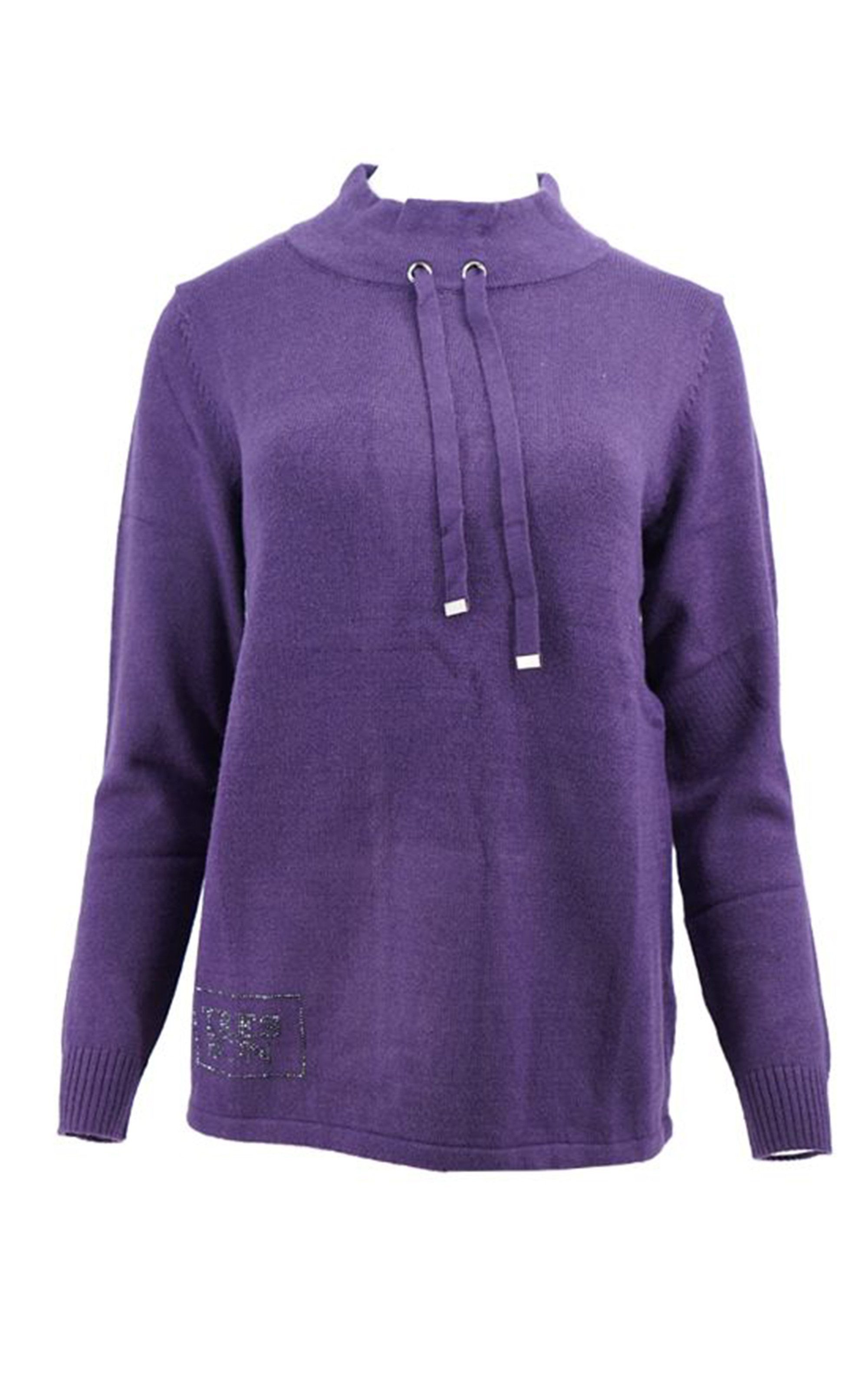 Passioni Strickpullover Sweatshirt mit Strass-Schriftzug günstig online kaufen