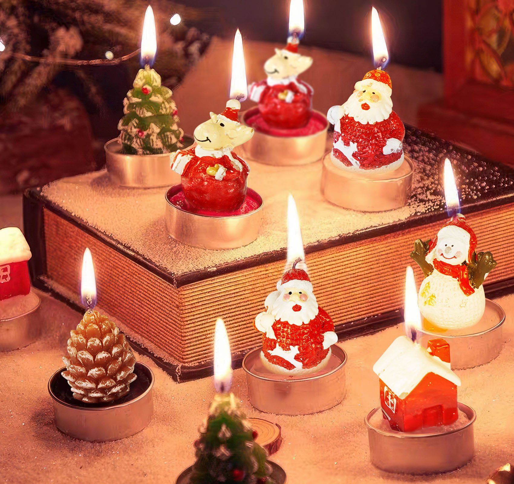 Homewit Christbaumkerzen 18tlg mini-Weihnachtskerzen Geschenke Weihnachtsdekoration für