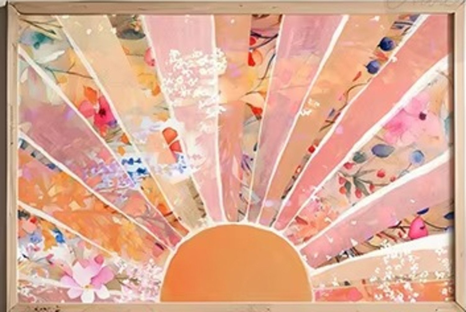 TPFLiving Kunstdruck OHNE RAHMEN, Boho-Sonnen-Druck, Boho-Orange - (Leinwandbild XXL), Farben: Farben: pink, orange -Größe: 21x30cm