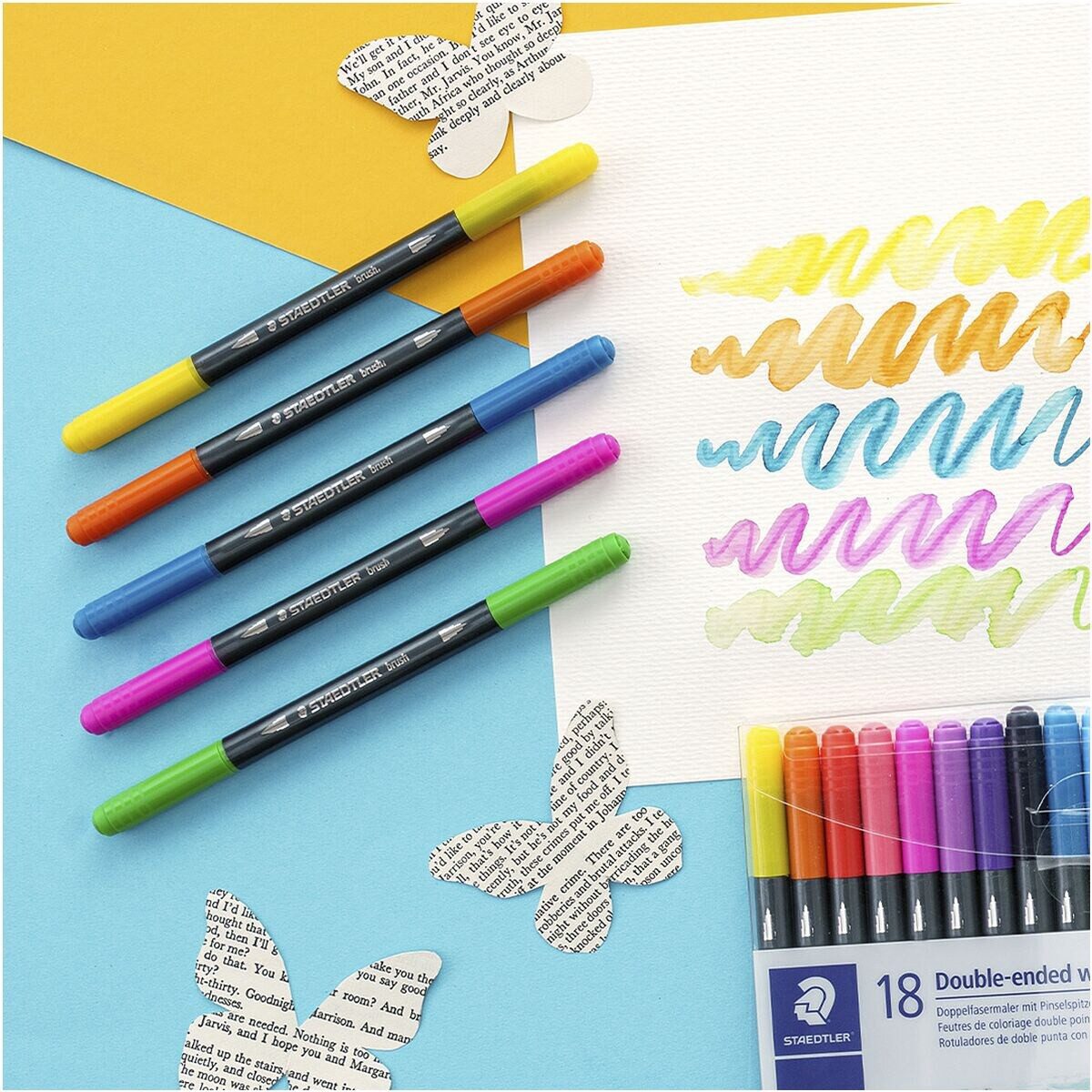 STAEDTLER Filzstift 3001, (18-tlg), mit zwei unterschiedlichen Spitzen