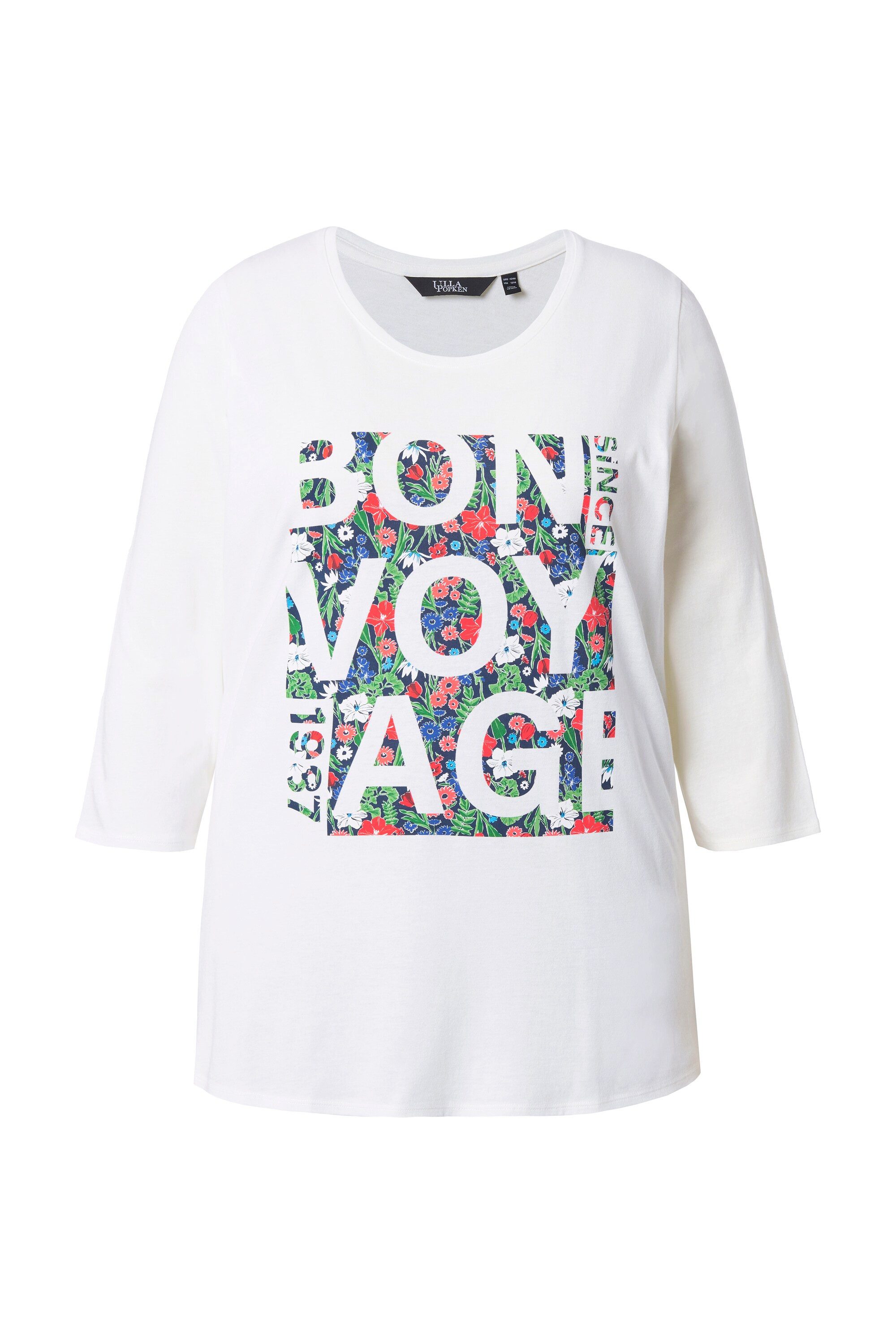 Ulla Popken T-Shirt Shirt Bon Voyage Classic Rundhals 3/4-Arm