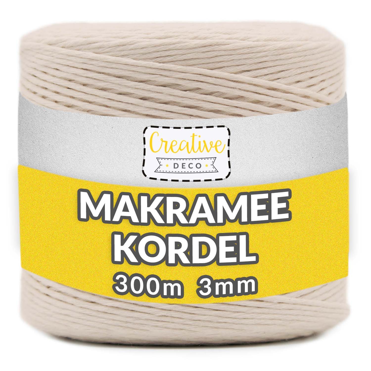 Creative Deco 300m Makramee Garn 3mm, 12-lagig Schnur Nähgarn, 300,00 m