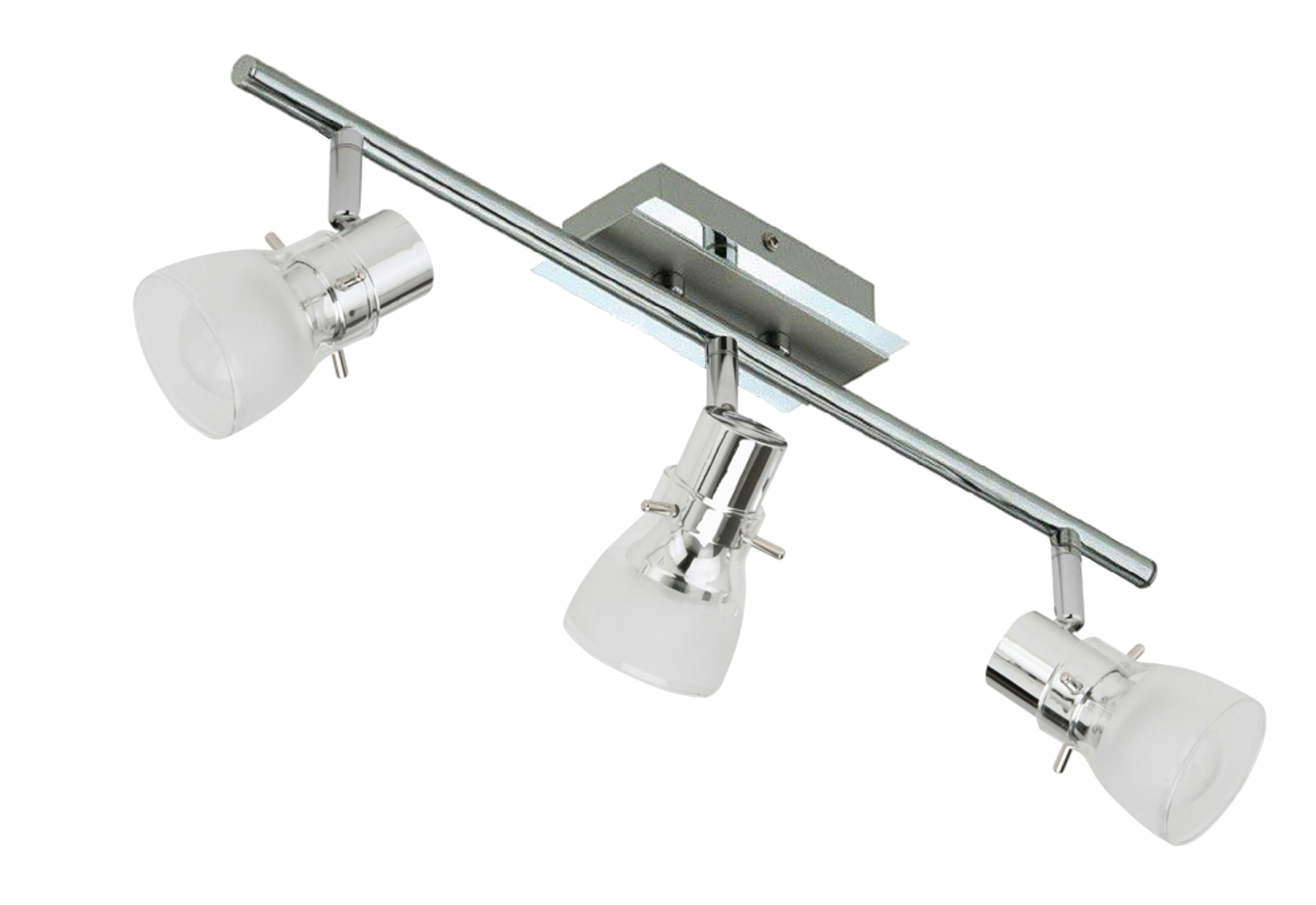 TRANGO LED Deckenleuchte, 3-flammig 1007-38 LED Deckenleuchte - Chrom-Optik & Aluminium gebürstet, Serie FREYA inkl. 3x E14 LED Leuchtmittel 3.000K warmweiße Lichtfarbe Badleuchte, Flurleuchte, Küchenleuchte, Schwenkbare LED Deckenlampe, Kronleuchter