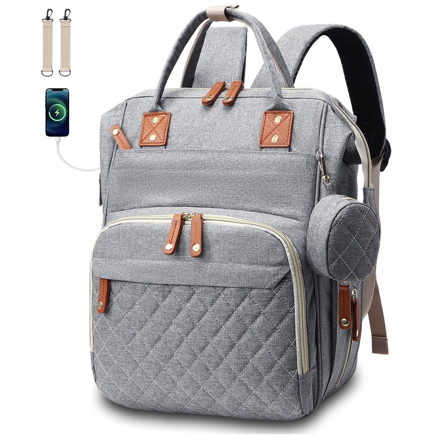 ibettertec Wickelrucksack Wickeltasche Rucksack Großer Baby Wickelrucksack mit Multifunktions (und Kinderwagengurte - für Mama und Papa, 16 Taschen), Mommy Bag