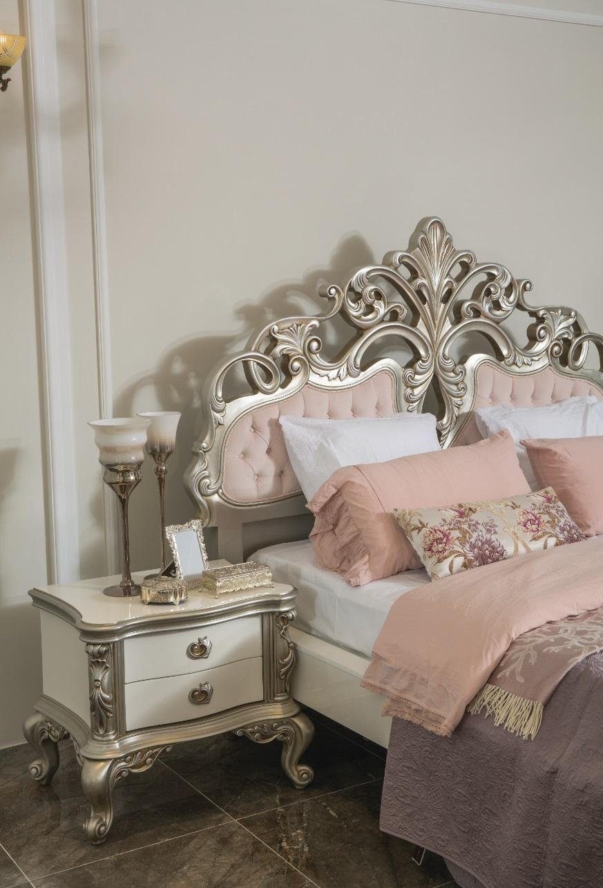 Betten Schlafzimmer Luxus Bett, Möbel Design Bett Möbel JVmoebel Rosa Silber