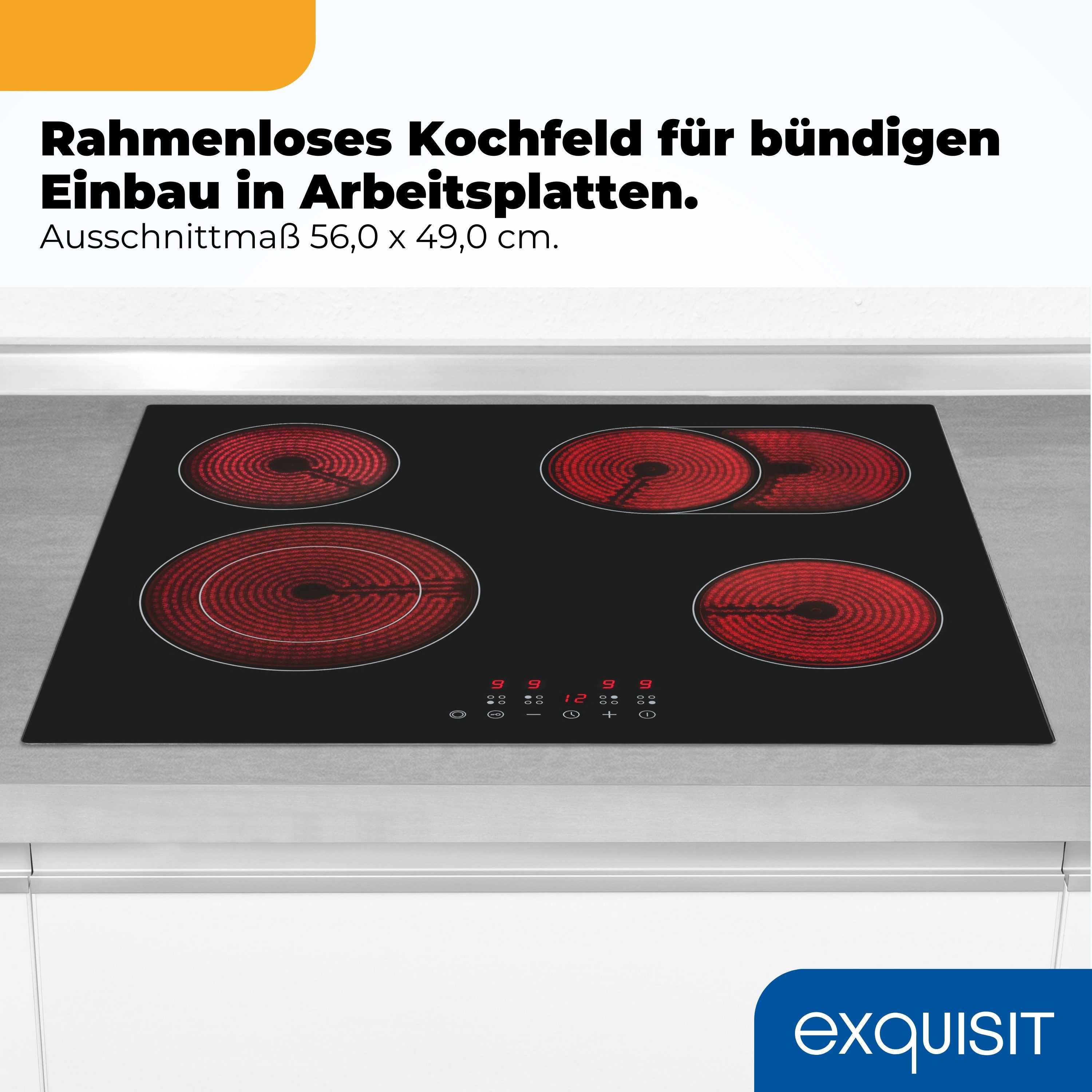 exquisit Elektro-Kochfeld EKC601-BZ-490, Bräterzone – ideal für große Töpfe mit Schmorgerichten