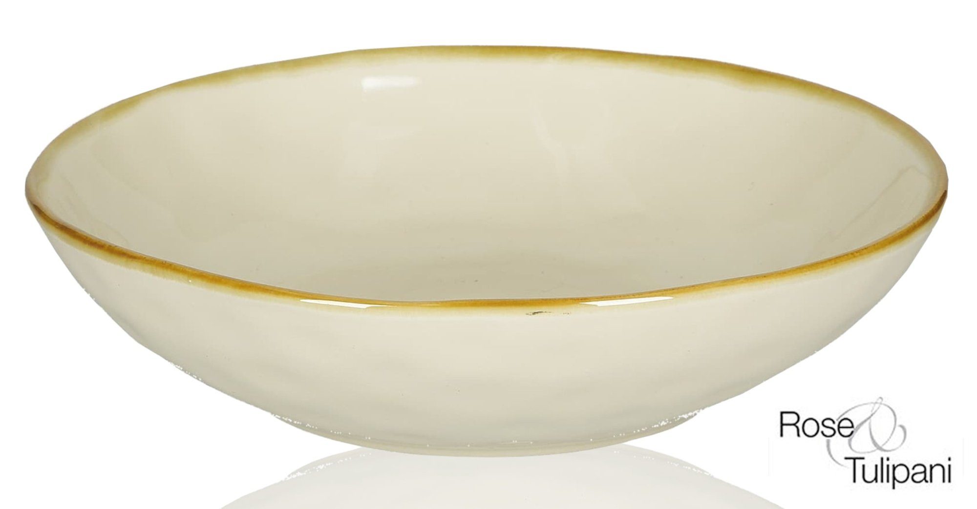 Rose & Tulpani Суповая тарелка Тарелки tief 21cm Суповая тарелка Паста тарелка Suppenschüssel Avorio Weiß, (1 St), Handgefertigt, Spülmaschinenfest, Mikrowellenfest, Backofengeeignet