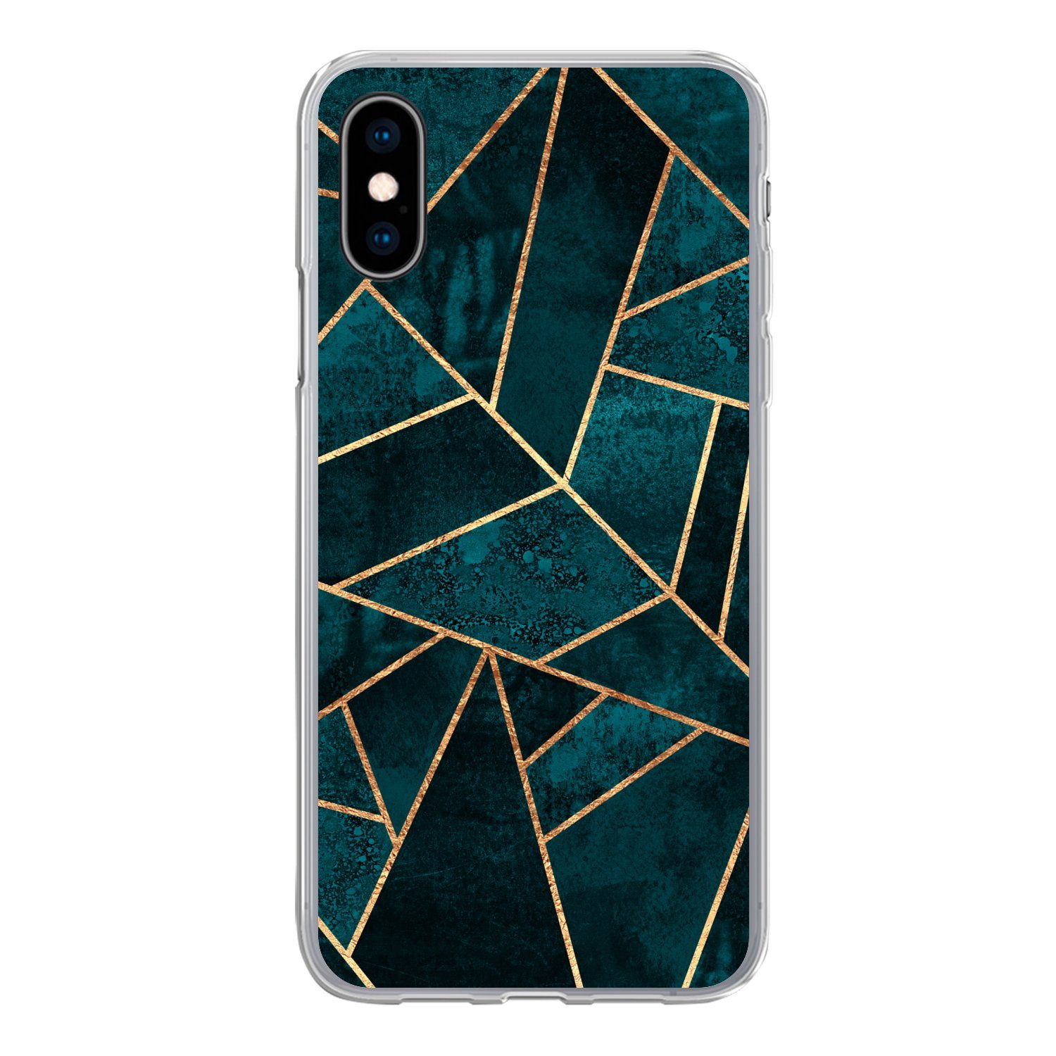 MuchoWow Handyhülle für Apple iPhone X Steine - Gold - Luxus - Muster - Abstrakt, Smartphone-Bumper, Print, Handy Schutzhülle Dünn