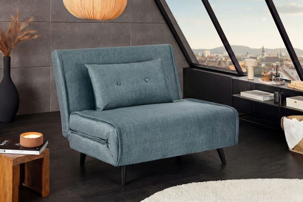 riess-ambiente Relaxsessel SMART MULTIFUNCTION 100cm petrol - Samt, Bettfunktion, mit Kissen (Einzelartikel, 1-St), ausziehbare Schlafgelegenheit - ideal für Wohn- oder Gästezimmer