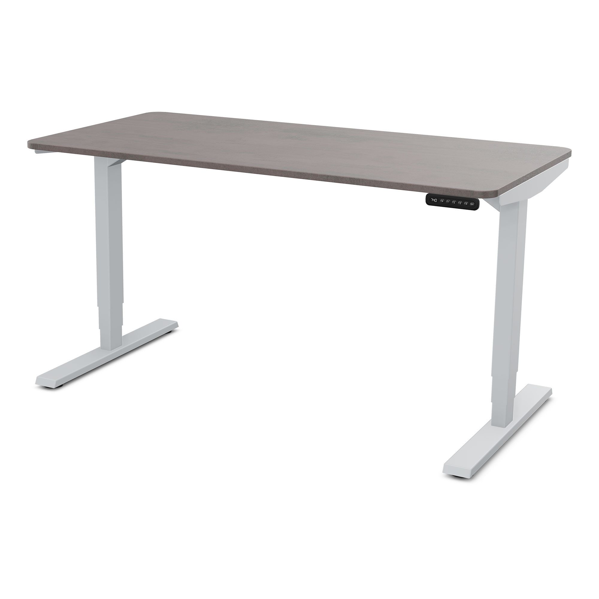 ASSMANN Büromöbel Schreibtisch Y-LINE Curved (120x70cm Silber Sichtbeton Anthrazit Kollisions-Schutz, Elektrisch höhenverstellbar, Kindersicherung 2-fach-Motorik Doppelhub, einfache Montage, für Büro und Homeoffice), TÜV-zertifiziert, Blauer Engel, 5 Jahre Herstellergarantie
