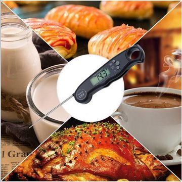 Intirilife Grillthermometer, 1-tlg., Faltbares Küchenthermometer wasserdicht magnetisch mit LCD-Display