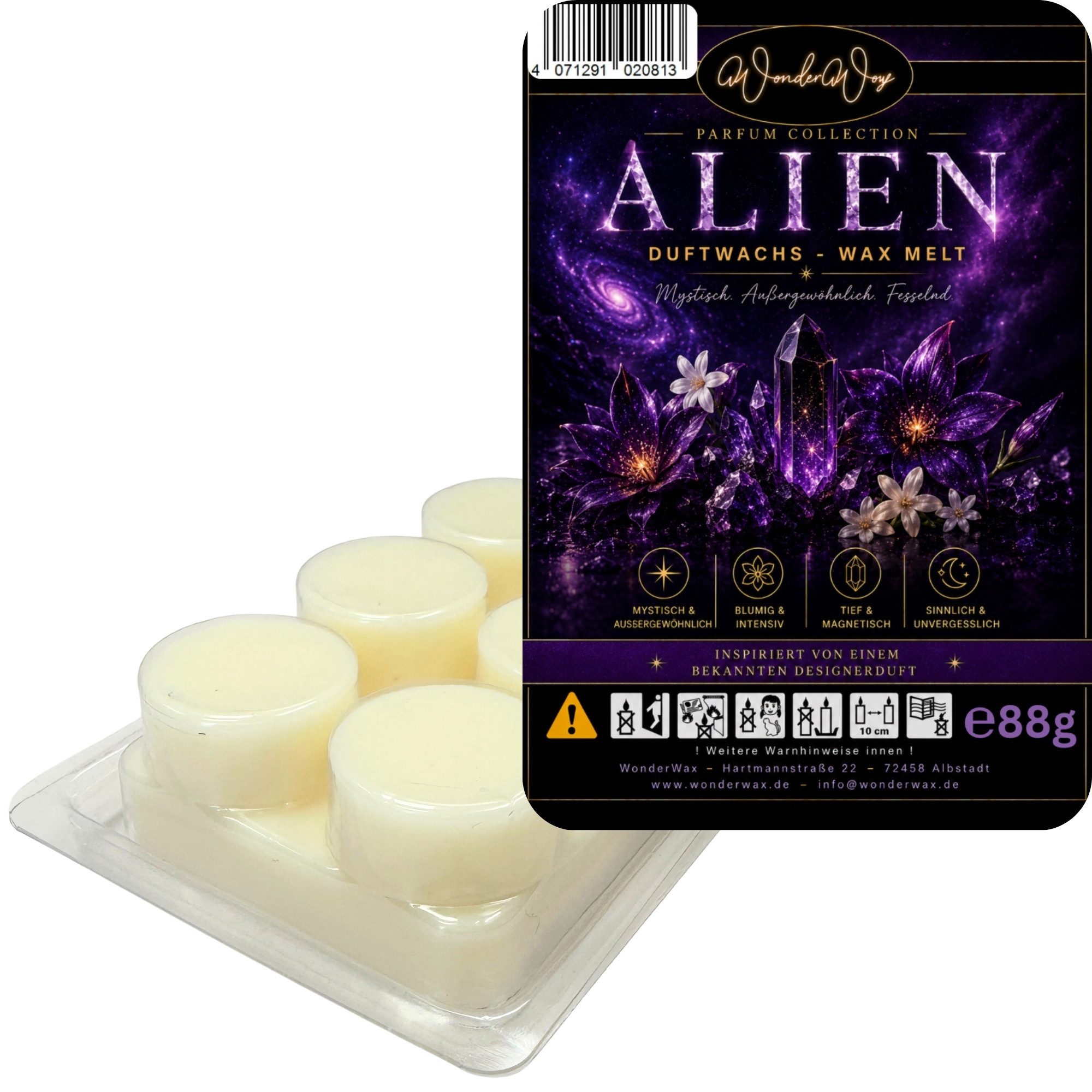 WonderWax Duftwachs WonderWax® Parfume Duftriegel 6 x Duftwachs Kreise Weiß (Alien), Duftrichtung: Alien