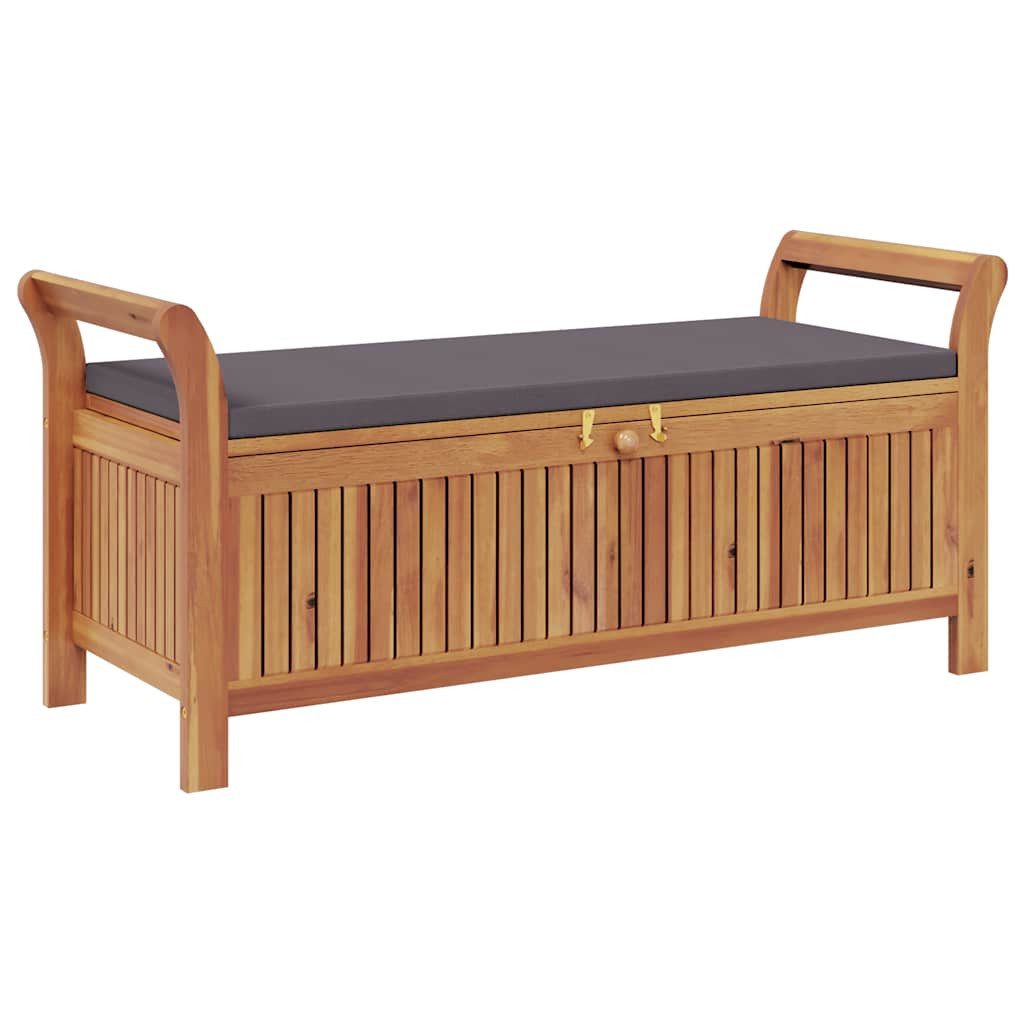 vidaXL Gartenbank Garten-Truhenbank mit Kissen 126 cm Massivholz (1-St)