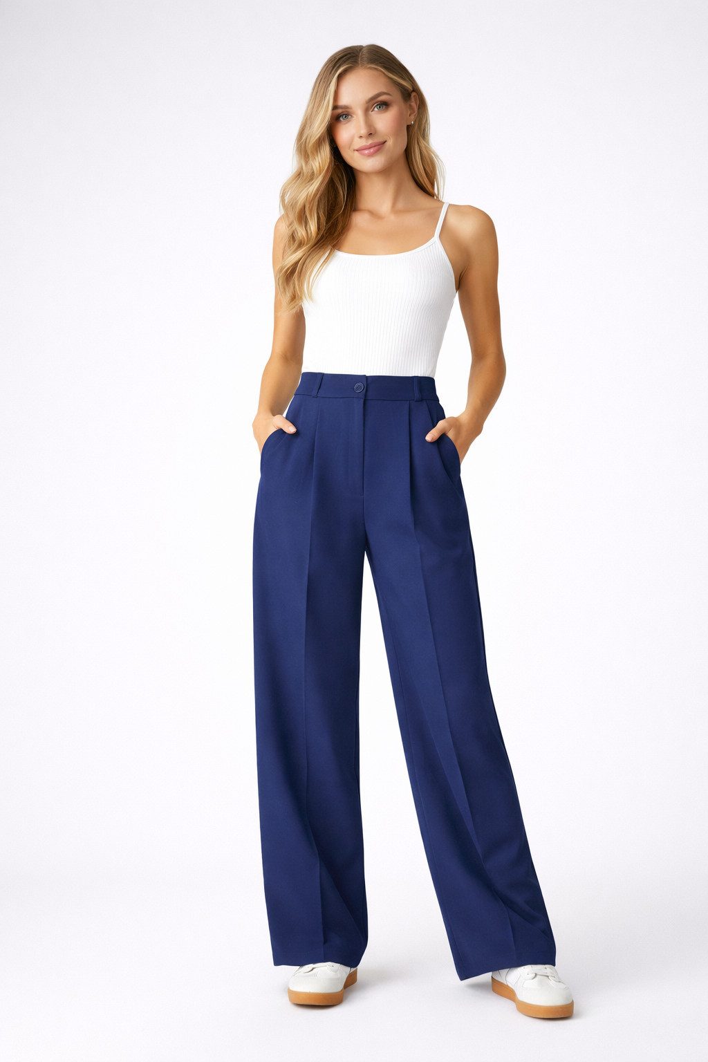 fashionshowcase Marlene-Hose Damen Palazzo Hose hoher Bund weite Beine 34-4 günstig online kaufen