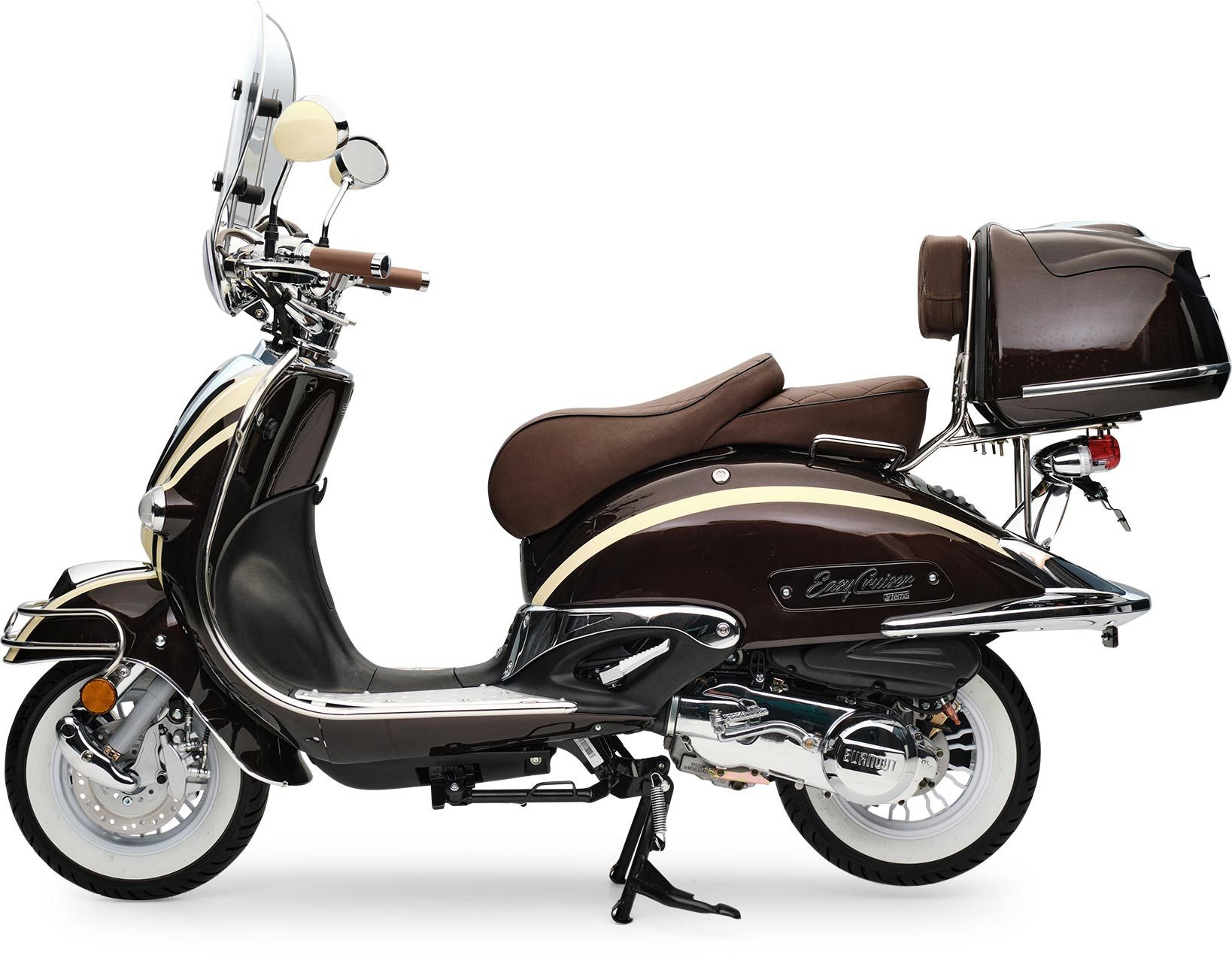 Burnout Motorroller EasyCruiser Artemis Braun Beige, 50 ccm, 25 km/h, Euro 5, Chrom Edition