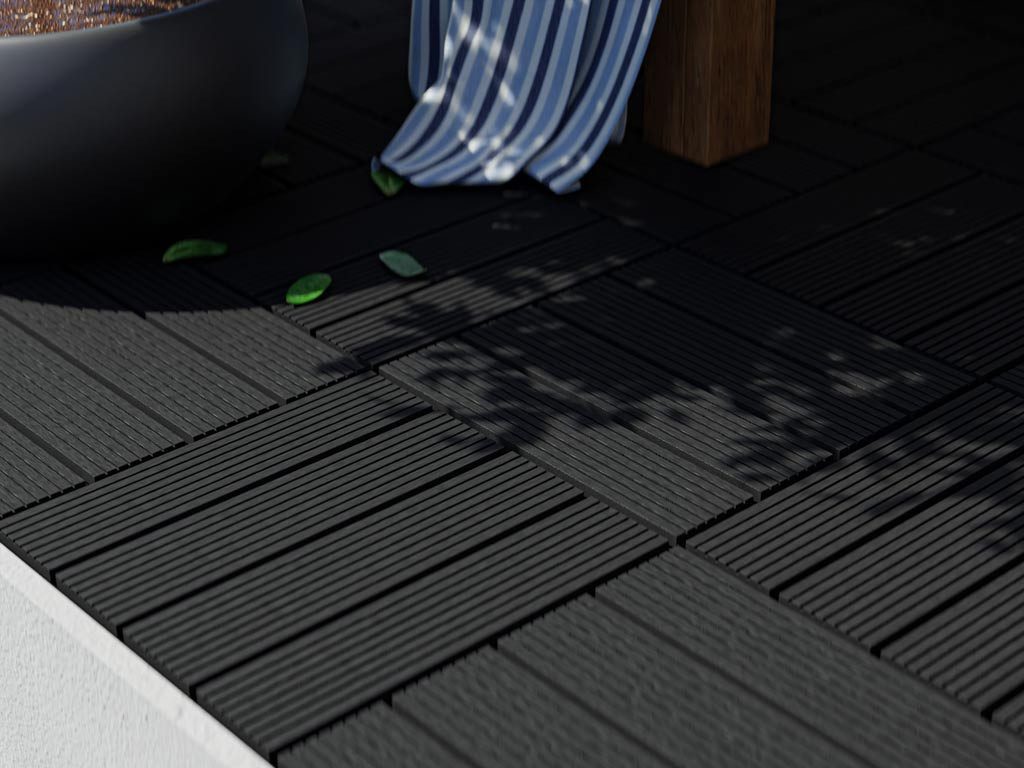 Woodtex Terrassenplatte WPC Terrassenfliese Basic dunkelgrau - anthrazit, WPC 30x30, Grau