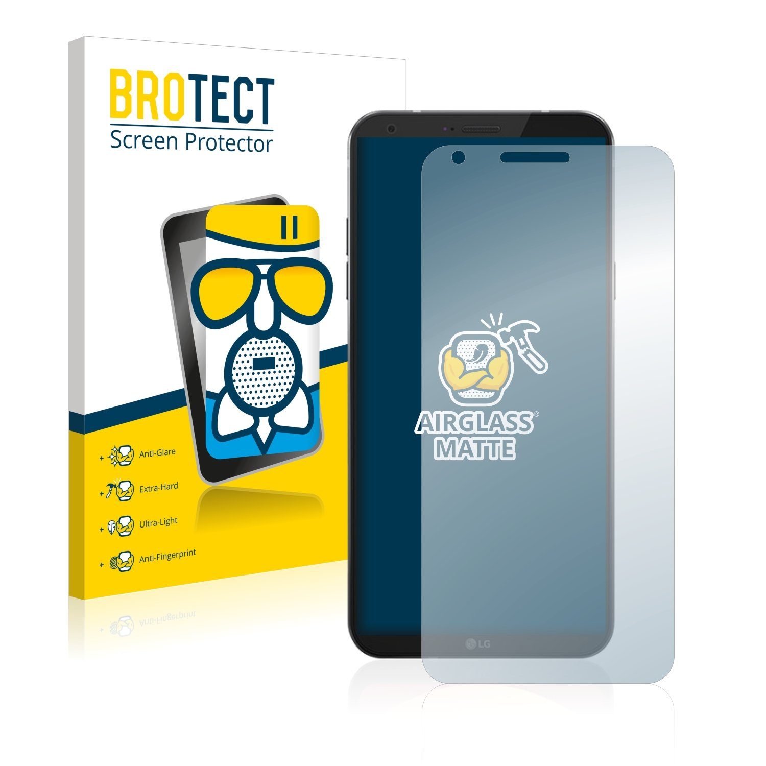 BROTECT Displayschutzglas Folie für LG Q6, Schutzfolie Glas Panzer Display Schutz matt