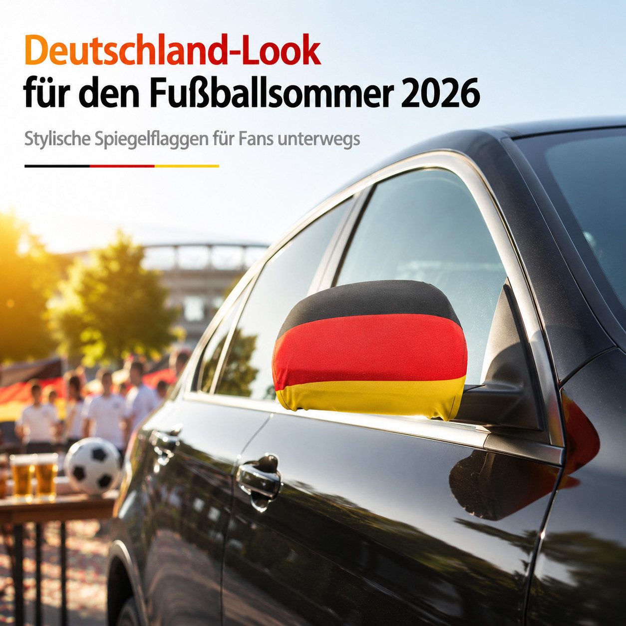 BRUBAKER Flagge Deutschland Autospiegel Flagge - Autofahnen für PKW Außenspiegel (Schwarz Rot Gold, 2-St., Fanartikel Überzug für Weltmeisterschaft USA), 2er Set Spiegel Cover Deutschlandfahne für WM 2026