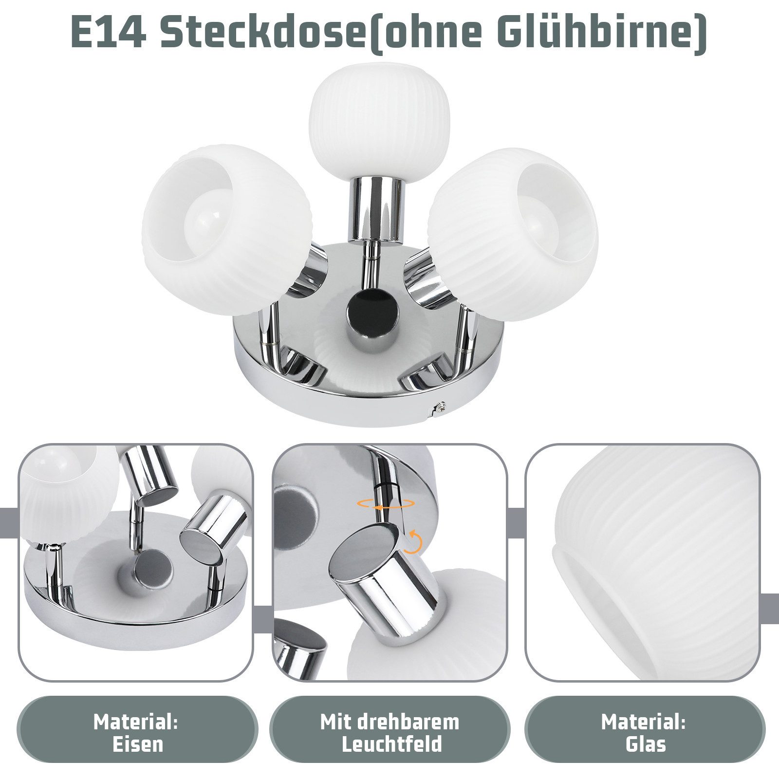 ZMH Deckenstrahler 2/3/4 Flammig E14 Glas günstig online kaufen