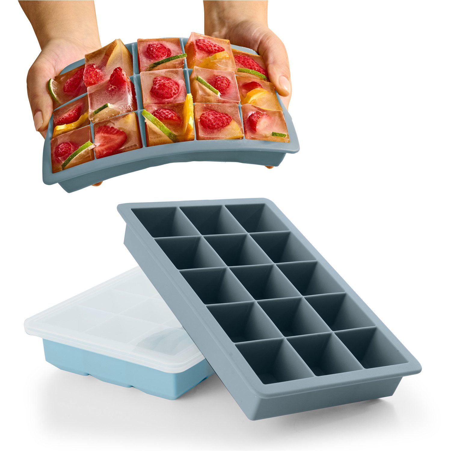 Blumtal Eiswürfelform Eiswürfelformen Silikon mit Deckel - BPA-freie Silikon Eiswürfelform, (3-tlg)