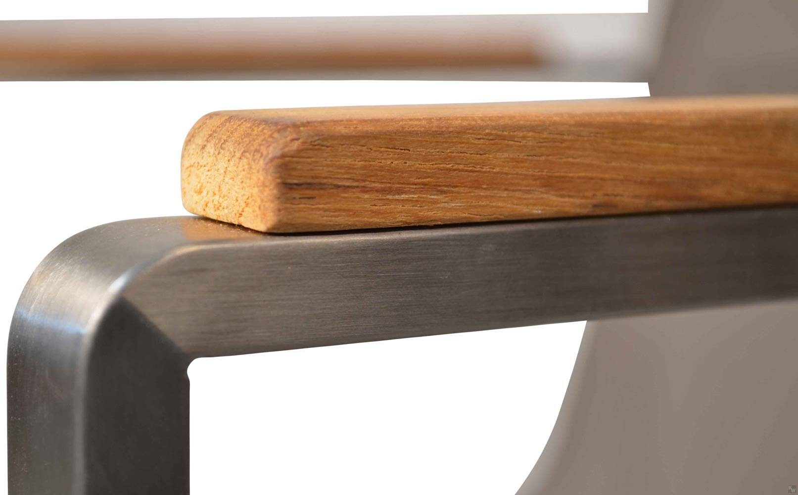 Kai Wiechmann Gartenstuhl Teak Edelstahl Stapelstuhl, moderner Edelstahl Stapelsessel, rostfreier und langlebiger Edelstahl Outdoor Stuhl