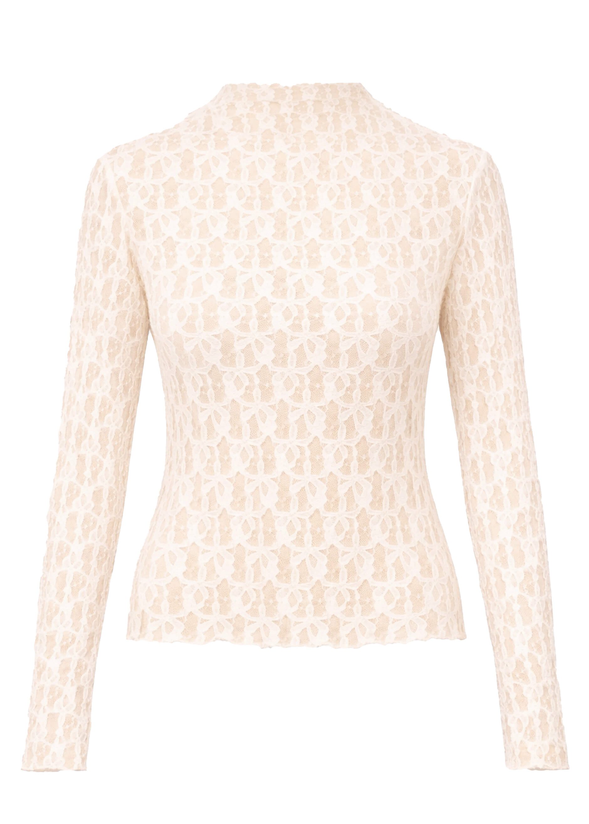 SASSYCLASSY Langarmshirt Langarm Spitzenshirt für Damen Figurbetontes Shirt aus transparenter Spitze mit floralem Muster