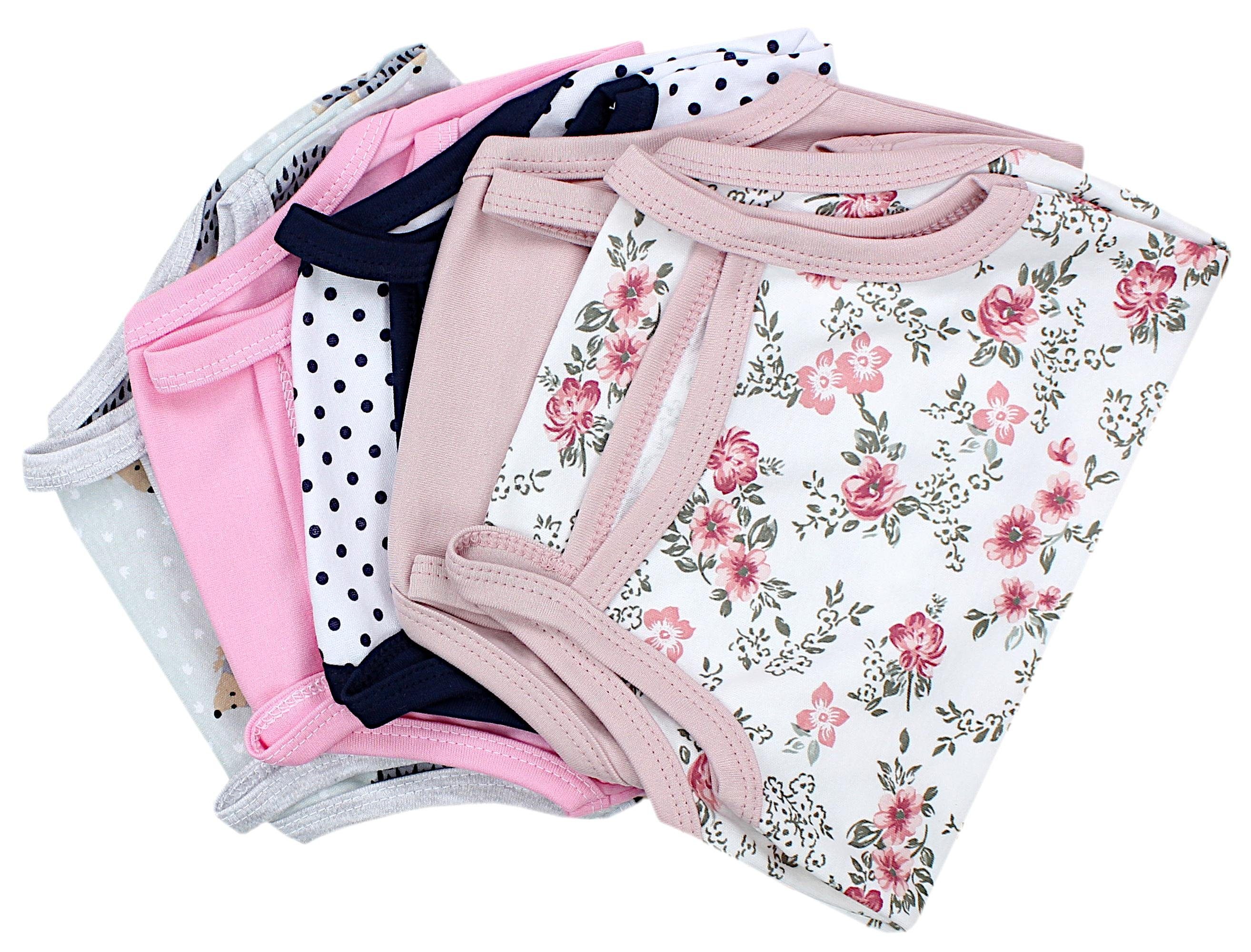 / Babybody Body Grau Igelchen Body Mädchen Rosa Blumen Ärmellos TupTam / Sommer 5er Spaghettiträger Baby / Pack