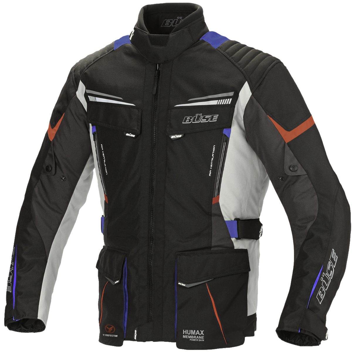 Büse Motorradjacke Büse LAGO PRO Textiljacke grau/blau/rot 5XL