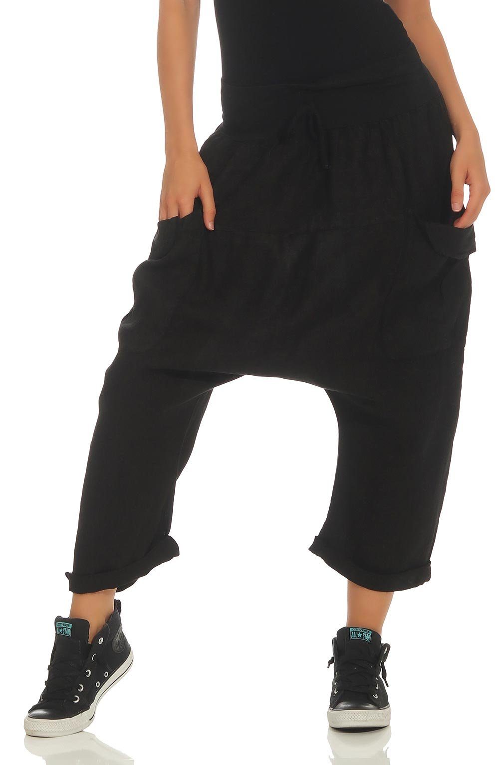 Leinenhose than 6285 malito Leinen more schwarz Pumphose aus fashion