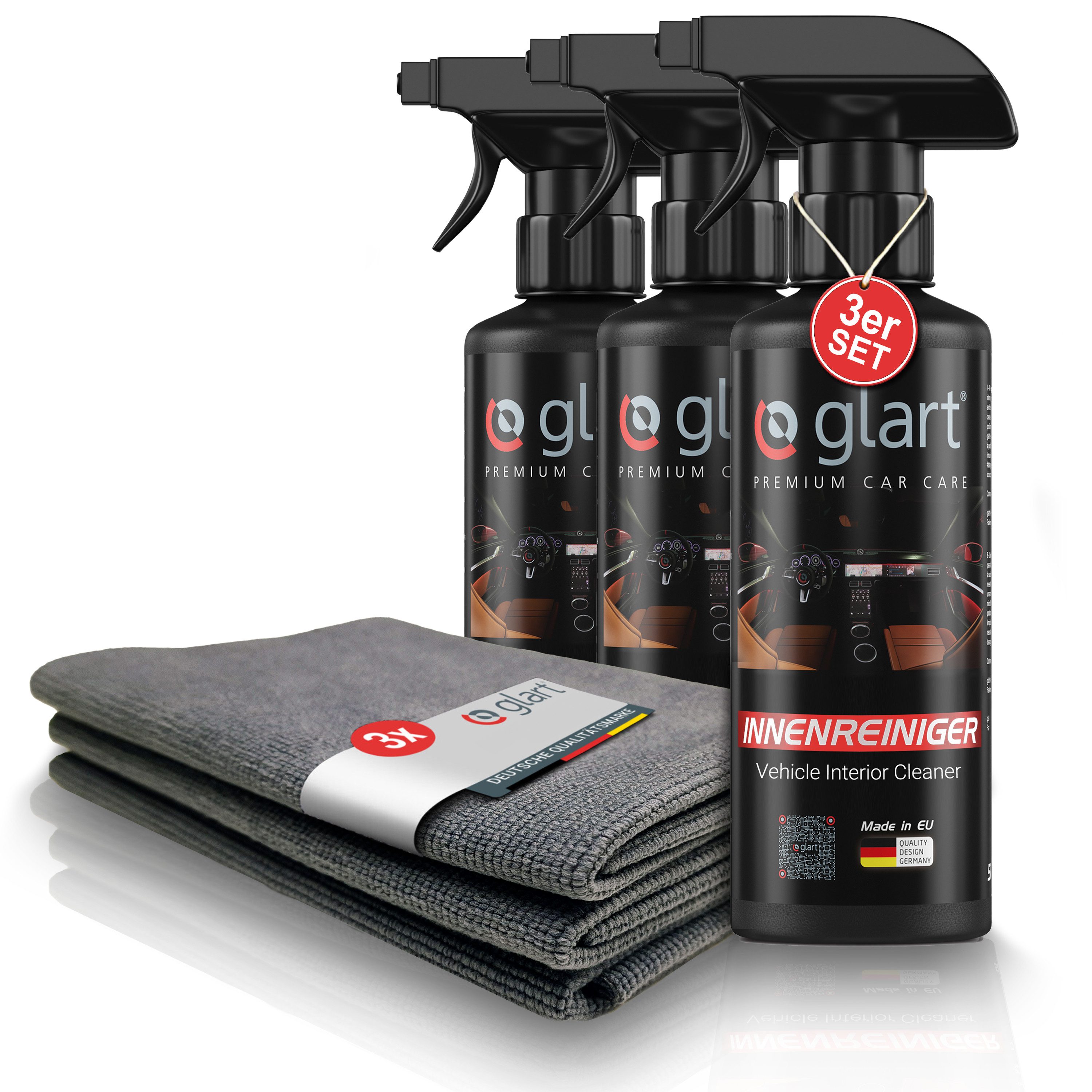 45IR3 3 Auto Innenreiniger 500 ml + 3 Mikrofasertücher Cockpitpflege Auto-Reinigungsmittel