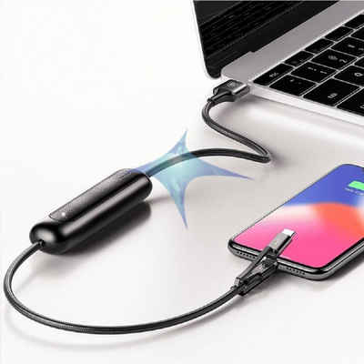 Baseus »Portable 3in1 Power Bank 2600mAh Externer Akku mit Micro-USB,Lightning,Typ-C Kabel Ladegerät Ladelabel für Smartphone« Powerbank 2600 mAh