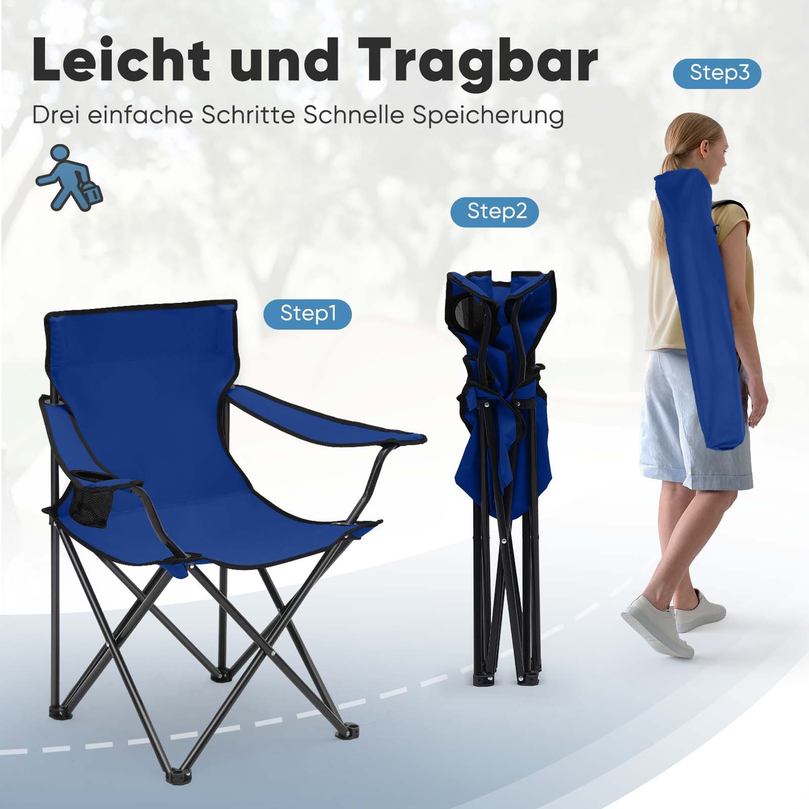 SUNULA Campingstuhl Faltbar Anglerstuhl Ultraleicht Faltstuhl Camping Klappstuhl (1 St), mit Getränkehalter, mit Tragetasche, bis max. 100 kg – Bild 5 von 5