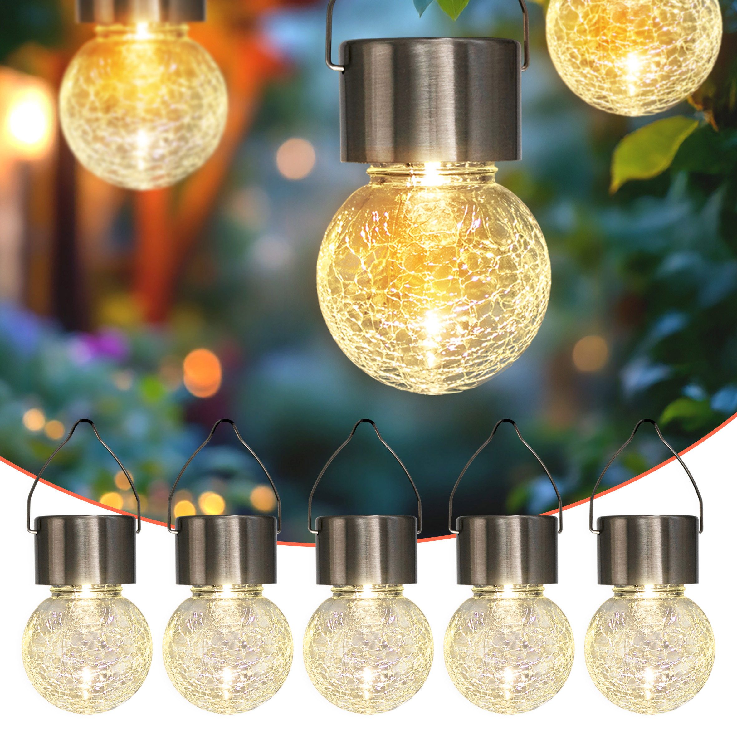 Spetebo LED Solarleuchte Solarleuchten in Bruchglas Optik, Ein-/Ausschalter günstig online kaufen