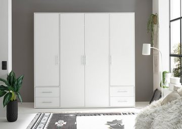 möbelando Kleiderschrank Valencia (BxHxT: 206x195x60 cm) in Weiß mit 4 Schubladen und 4 Türen