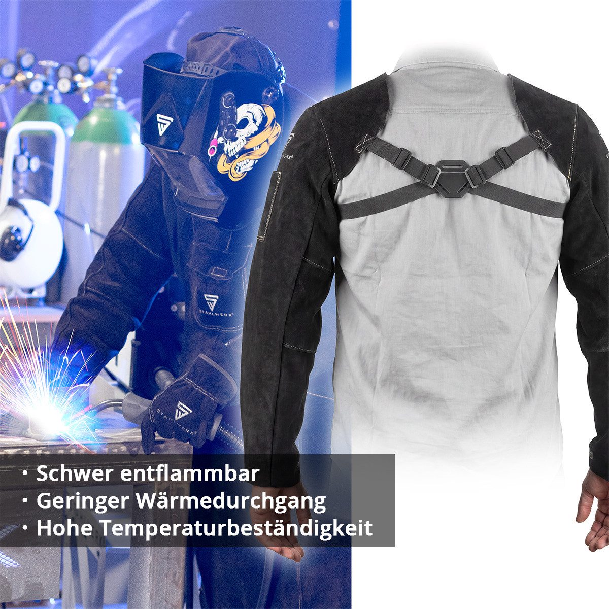 STAHLWERK Schweißerhandschuhe Schweißerärmel / Schweißerstulpen (Set, 1-St., Einzelartikel) feuerbeständig, schwer entflammbar