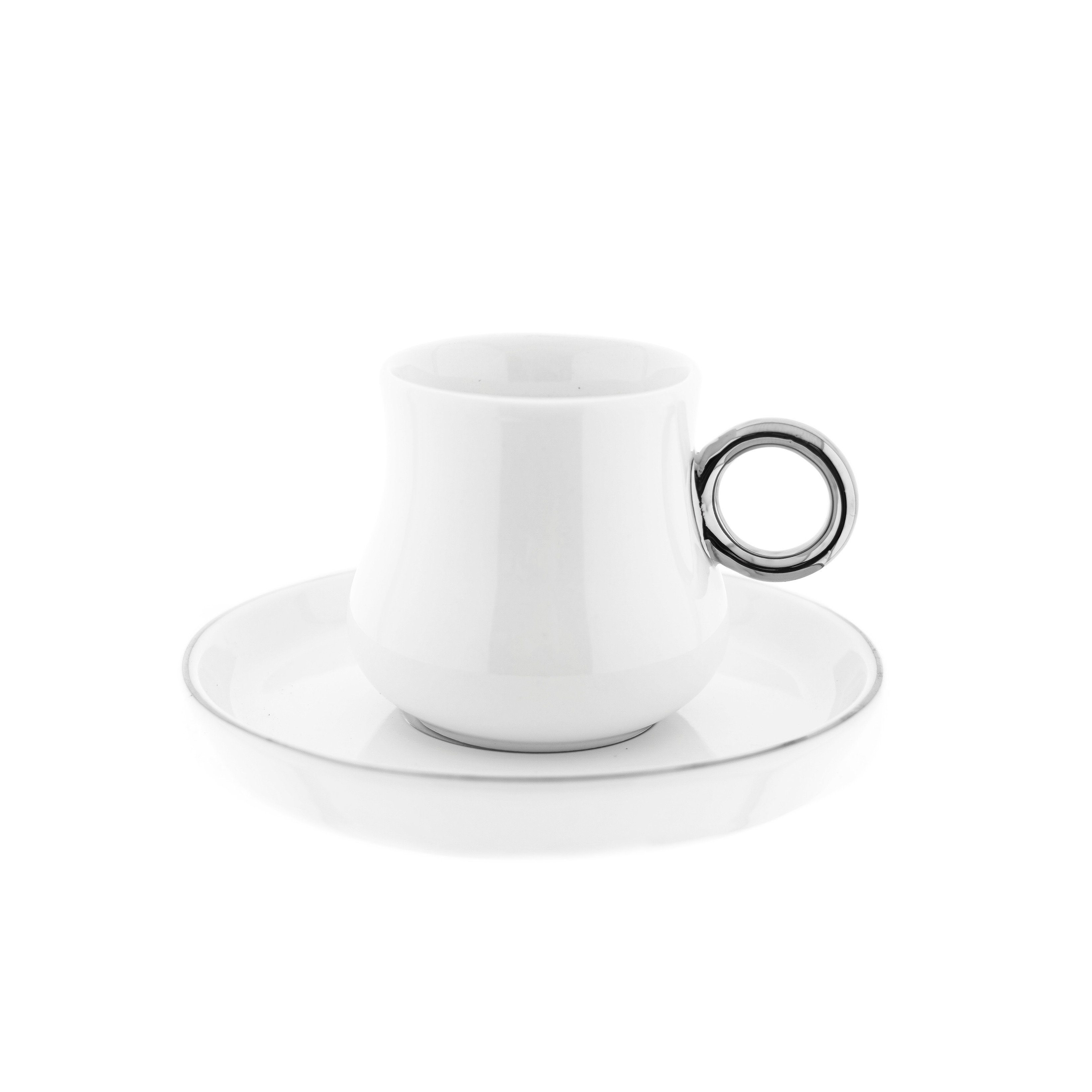 Espressotasse 12 Tlg Set Mokkatassen mit Untertasse aus Porzellan 100 ml