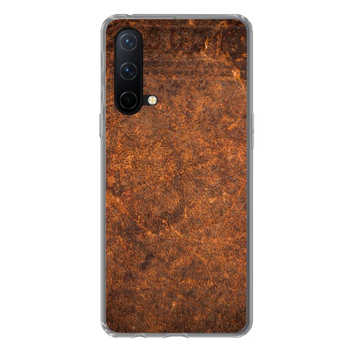 MuchoWow Handyhülle Leder - Textur - Braun - Orange Phone Case Handyhülle OnePlus Nord CE 5G Silikon Schutzhülle