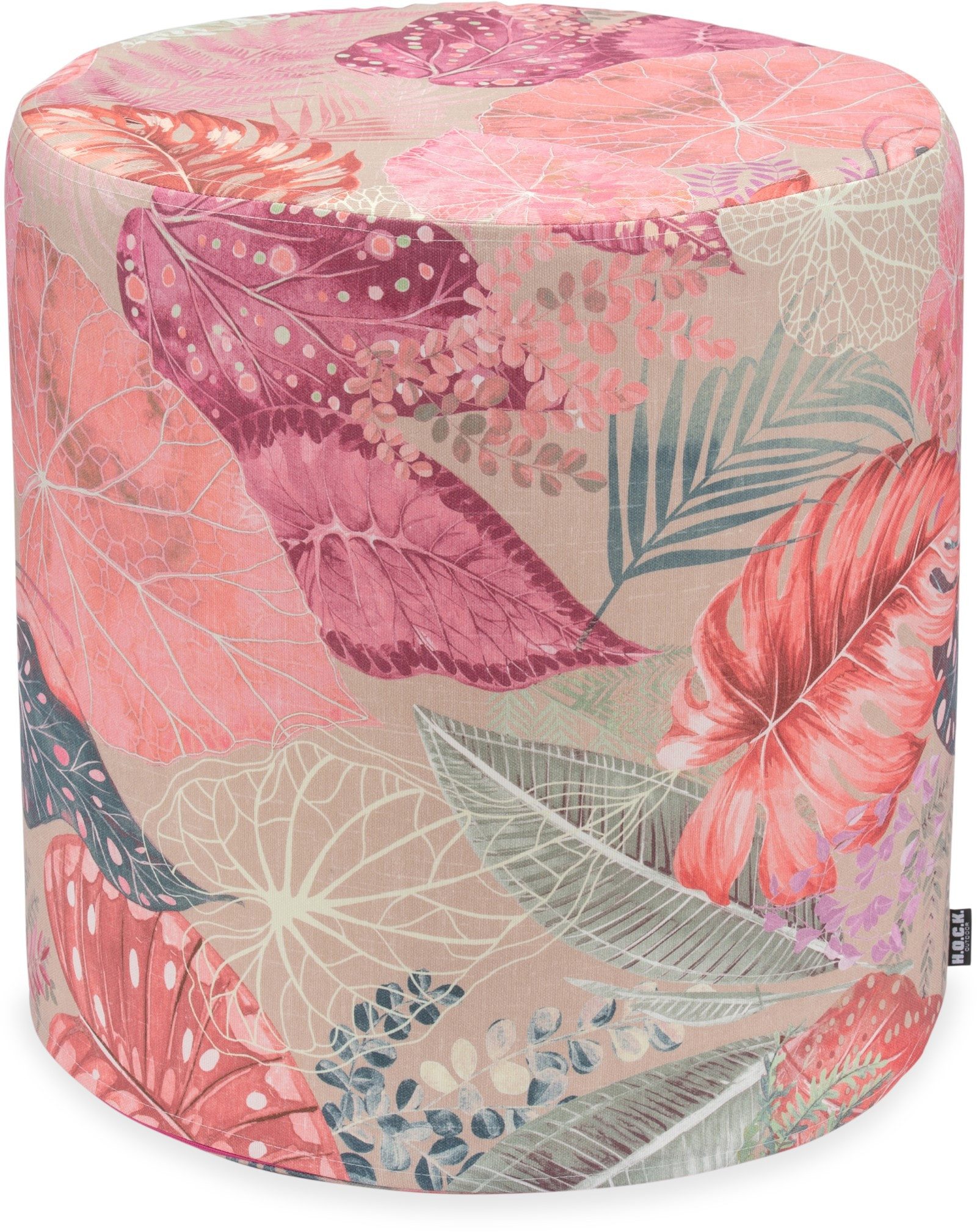 H.O.C.K. Sitzhocker H.O.C.K Bora: Pinker Outdoor-Hocker 45cm, floral, Hocker, Sitzhocker, Pouf Hocker, Barhocker - wetterfest, vielseitig