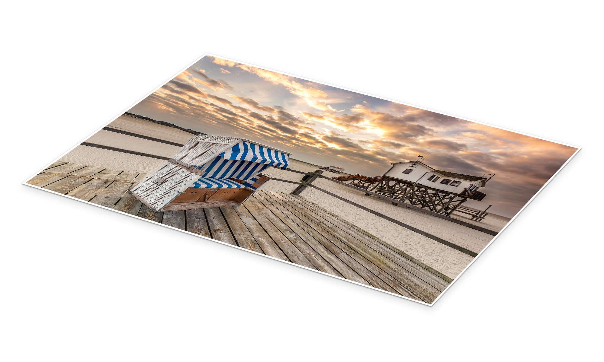 Posterlounge Wandbild Morgens am Nordsee Strand von Sankt Peter-Ording, Dennis Stracke, erhältlich als Poster, Leinwandbild, Wandsticker oder Acrylglasbild