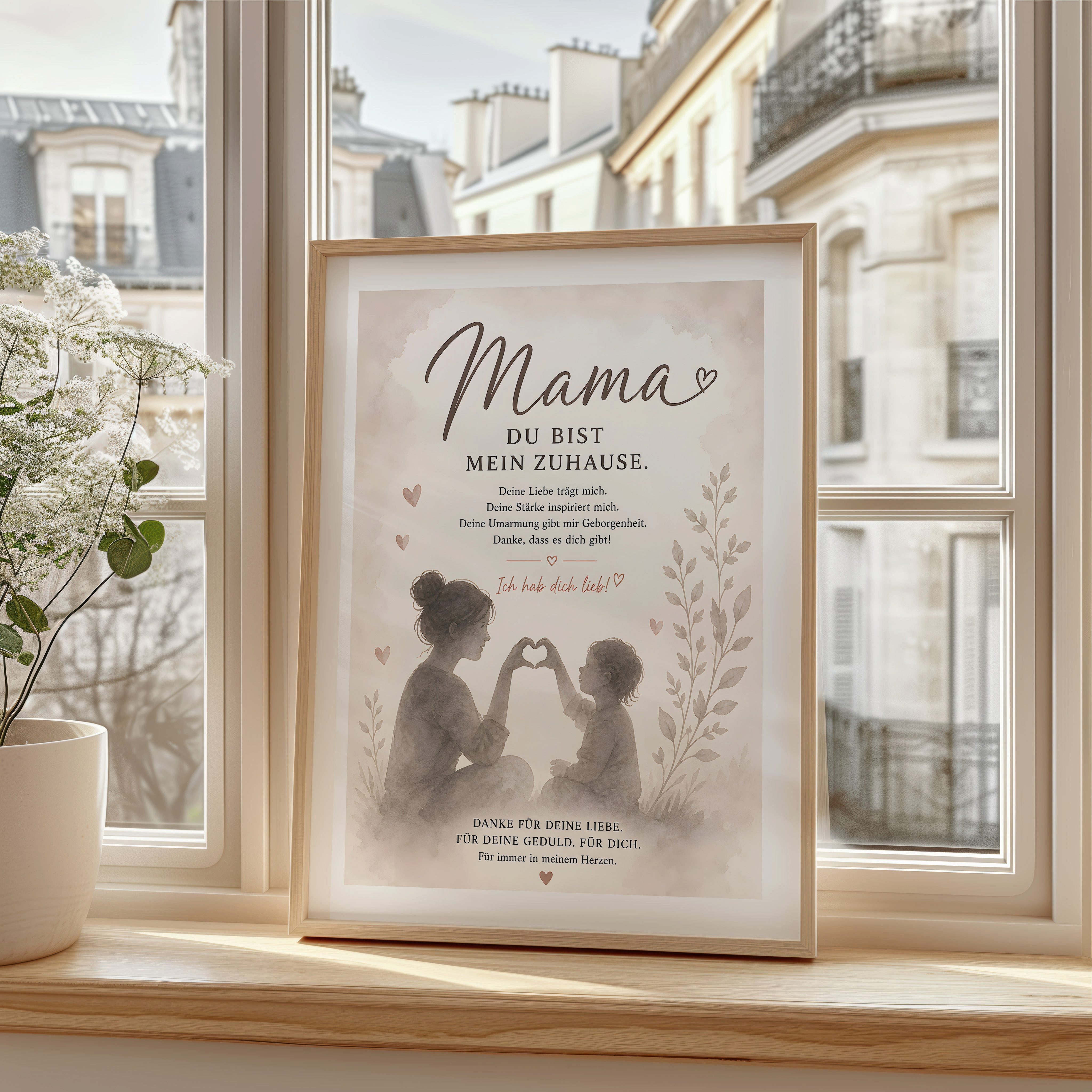 JUSTGOODMOOD Poster Muttertag Mama Kind Geschenk für Mama Liebe Spruch Familie Wanddeko Pr, (1 St)