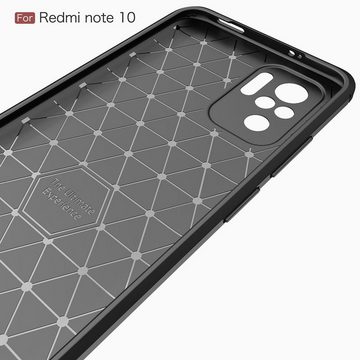 CoverKingz Handyhülle Hülle für Xiaomi Redmi Note 10/10s Handyhülle Silikon Case Cover 16,33 cm (6,43 Zoll), Handyhülle Bumper Silikoncover Softcase Carbonfarben