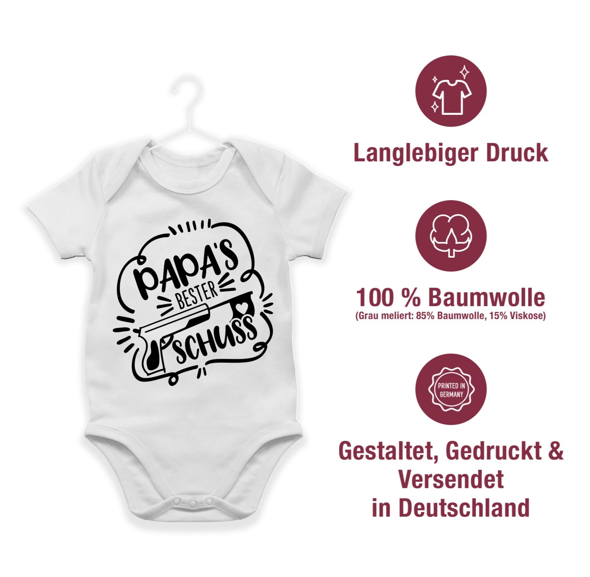 Shirtracer Shirtbody Vatertag Geschenk Weiß Comic Baby Treffer Papas bester 3 schwarz