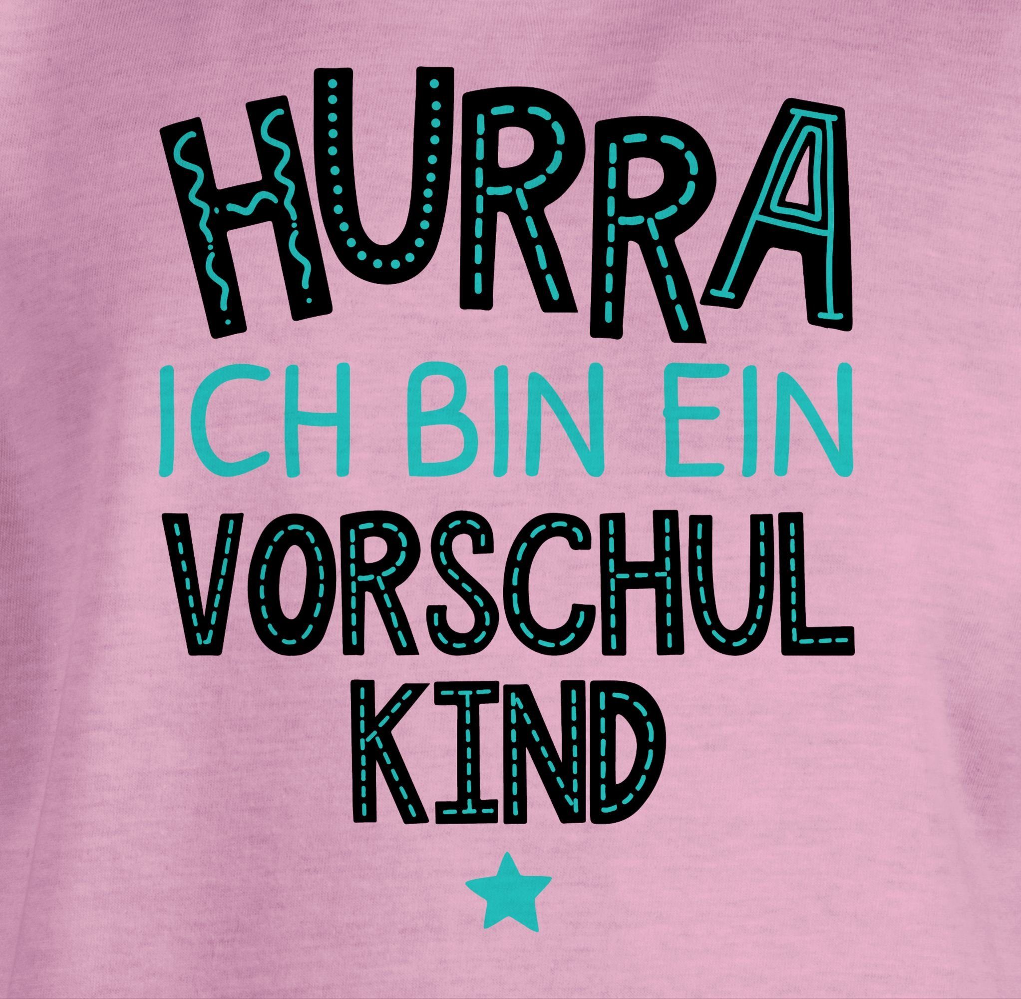 Vorschulkinder T-Shirt türkis Shirtracer Vorschulkind 1 bin Hurra Rosa ein Geschenke ich