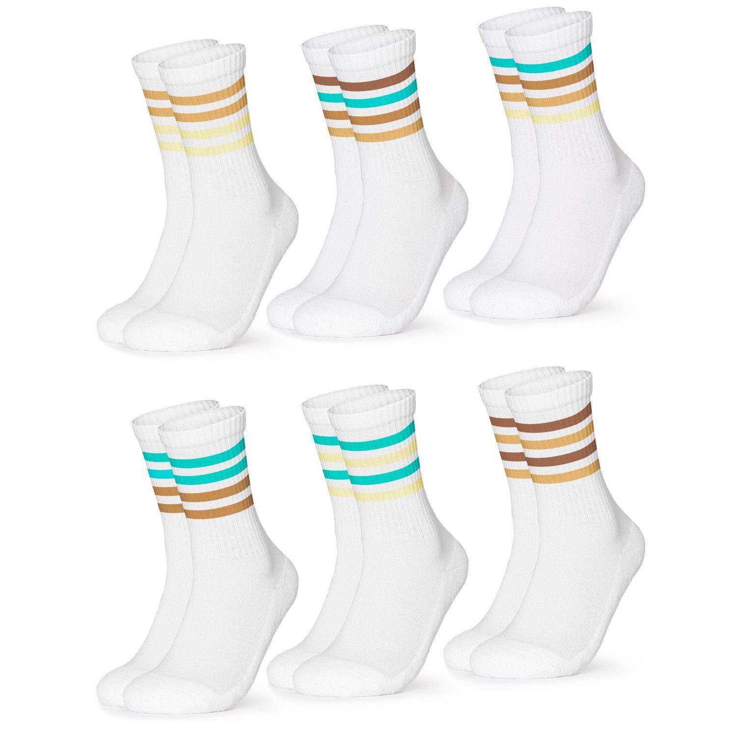 OCCULTO Tennissocken Herren Retro Tennissocken 6er Pack (Modell: Roger) (6-Paar)