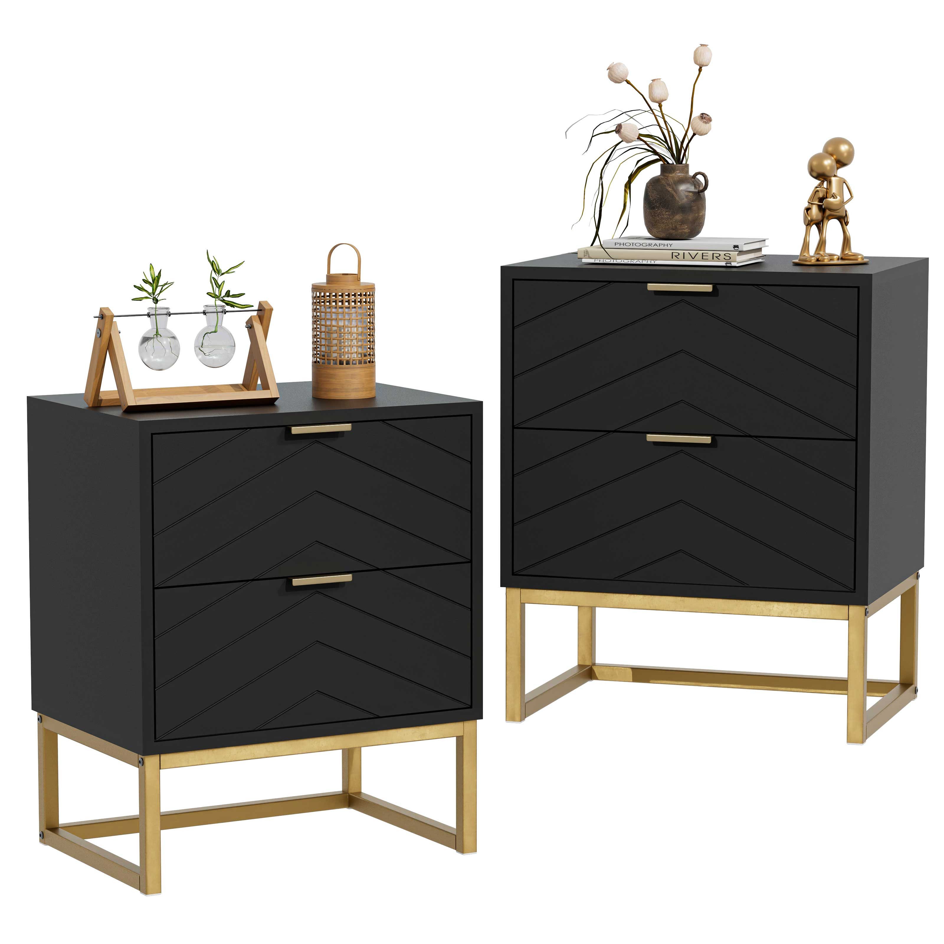 UEV Nachttisch 2er Set, Nachtkommode mit Schubladen (Nachtschrank mit 2 Sch günstig online kaufen