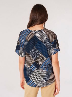 Apricot T-Shirt mit geometrischem Muster, im Patchwork-Design