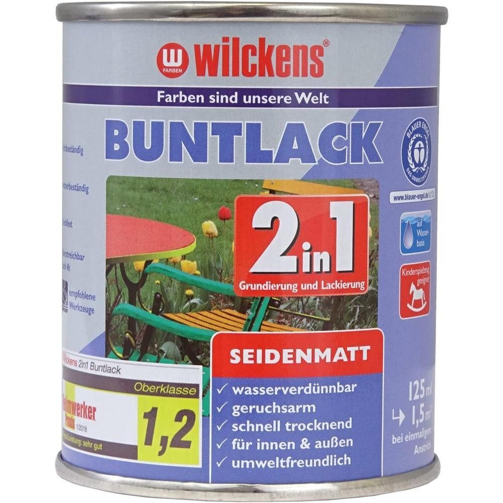 Wilckens Farben Acryl-Buntlack Lack 2in1 seidenmatt 375ml oder 125ml Decklack, Grund- und Deckanstrich in einem Arbeitsschritt