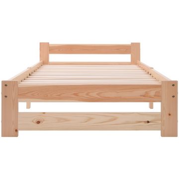 Fangqi Futonbett 90x200 cm Massivholz Einzelbett mit Kopfteil und Lattenrost, Jugendbett (1-tlg)