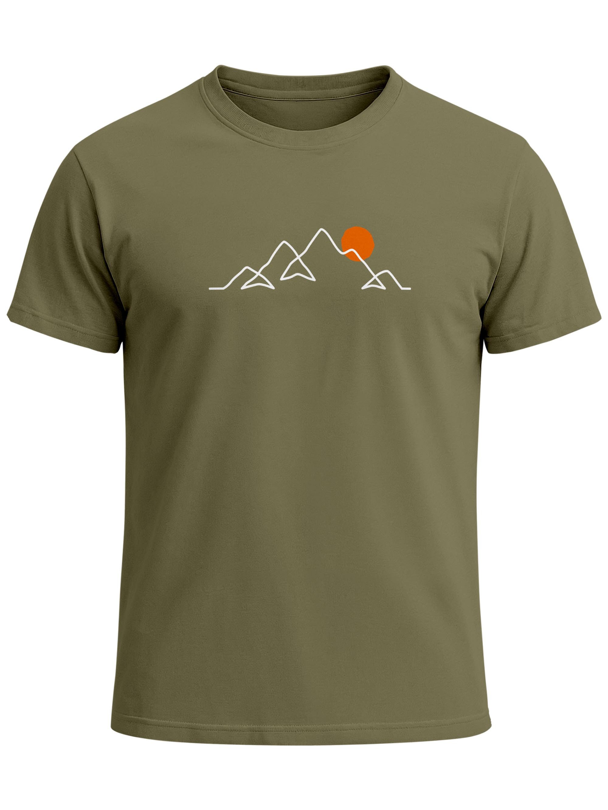 Neverless Print-Shirt Herren T-Shirt Frontprint Line-Art Berge Wandern Natur Outdoor mit Print